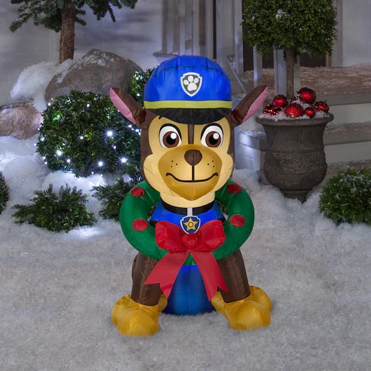 PAW Patrol - Chase with Wreath 3ft Airblown Christmas Yard Decor