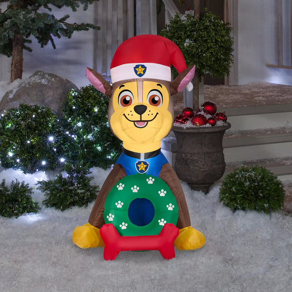 PAW Patrol - Chase with Santa Hat 3.5ft Airblown Christmas Yard Decoration