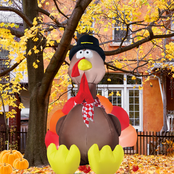 72" Blow Up Inflatable Turkey with Lights Outdoor Yard Decoration