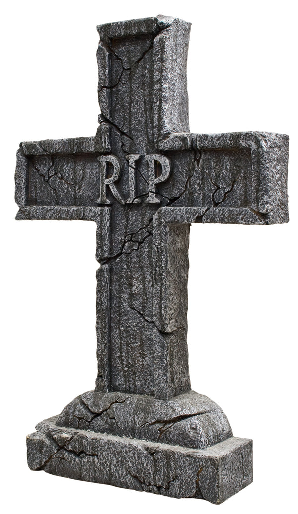 Rest In Peace Cross Tombstone Prop, 24 Inches Tall