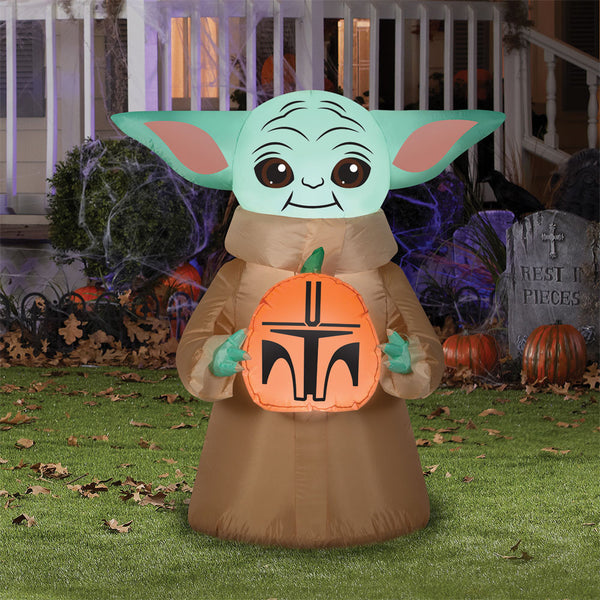 42" Airblown The Child from The Mandalorian with Pumpkin Sack Inflatable Yard Decor