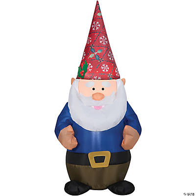 Blow Up Inflatable Gnome with Christmas Hat Outdoor Yard Decoration 72"