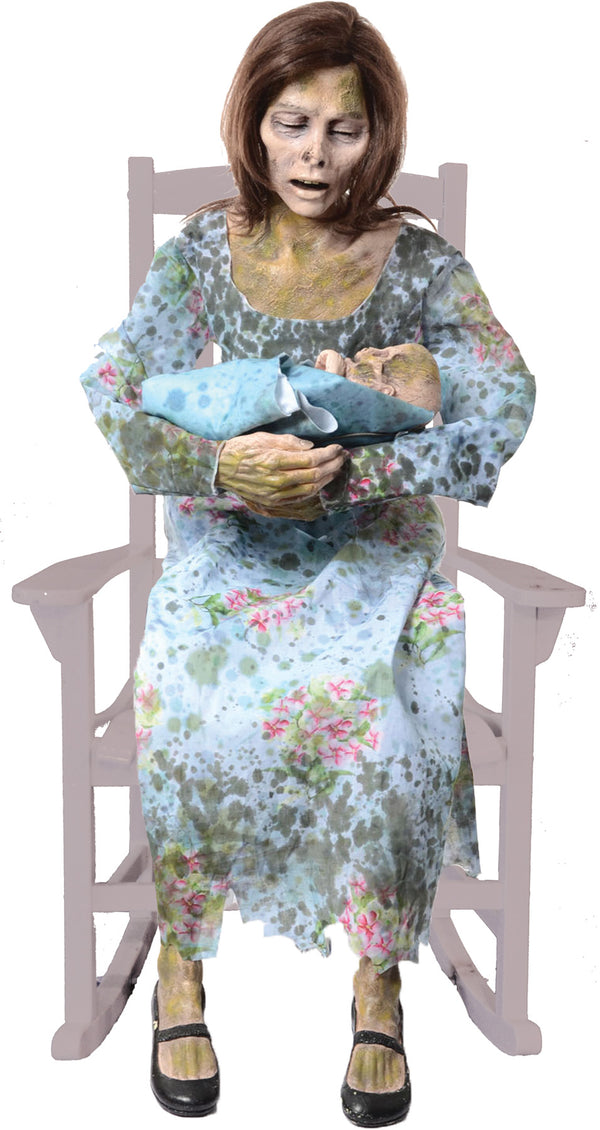Rocking Moldy Mommy with Baby Life Size Animated Prop