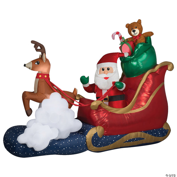 Airblown® Animated Luxe Waving Santa w/ Rocking Reindeer on a Cloud 84" Inflatable Christmas Outdoor Yard Decor