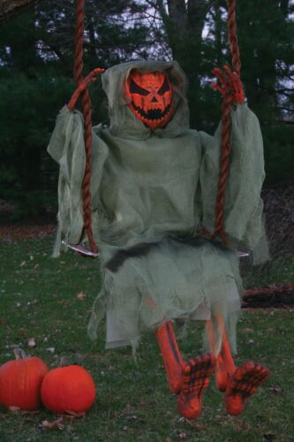 Dead Pumpkin Reaper On Swing Prop 36 inches